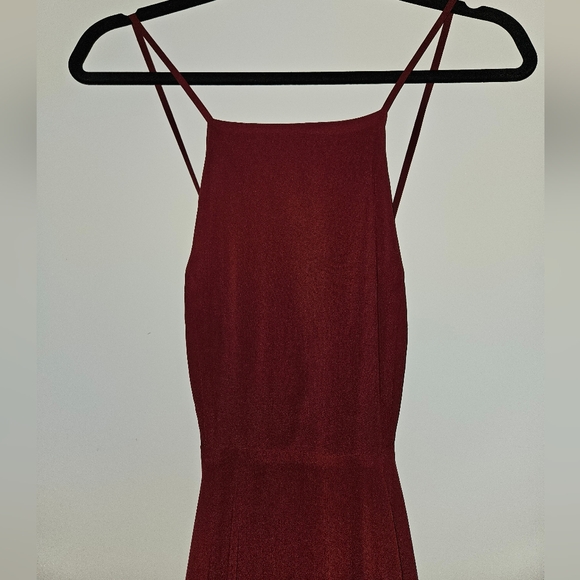 Lulu's Burgundy Halter Bridesmaid Dress - Picture 8 of 14